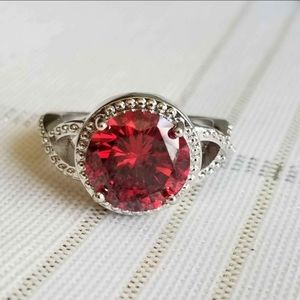 New 925 Silver Round Cut Ruby Ring for Women